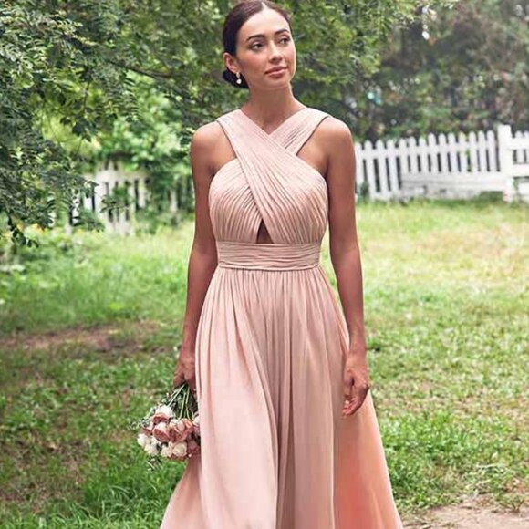 NWT A-line Sweetheart Sleeveless Floor-Length Chiffon Bridesmaid Dress - Picture 1 of 5